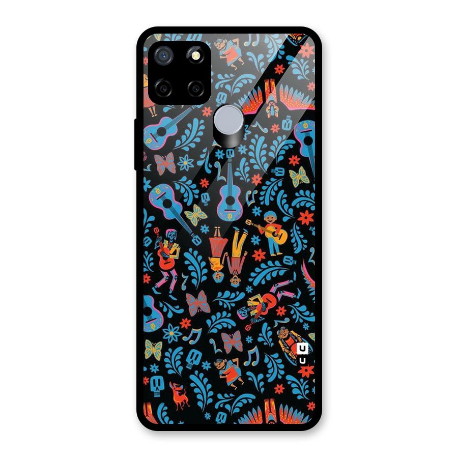 Blue Guitar Pattern Glass Back Case for Realme C12