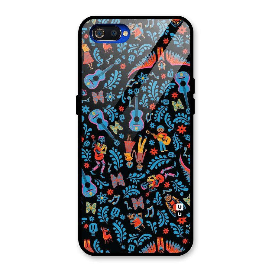 Blue Guitar Pattern Glass Back Case for Realme C2