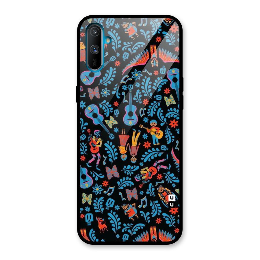 Blue Guitar Pattern Glass Back Case for Realme C3