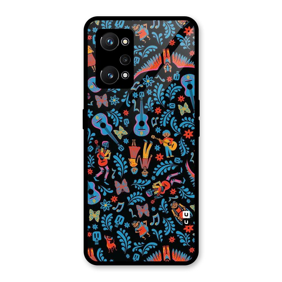 Blue Guitar Pattern Glass Back Case for Realme GT Neo 3T