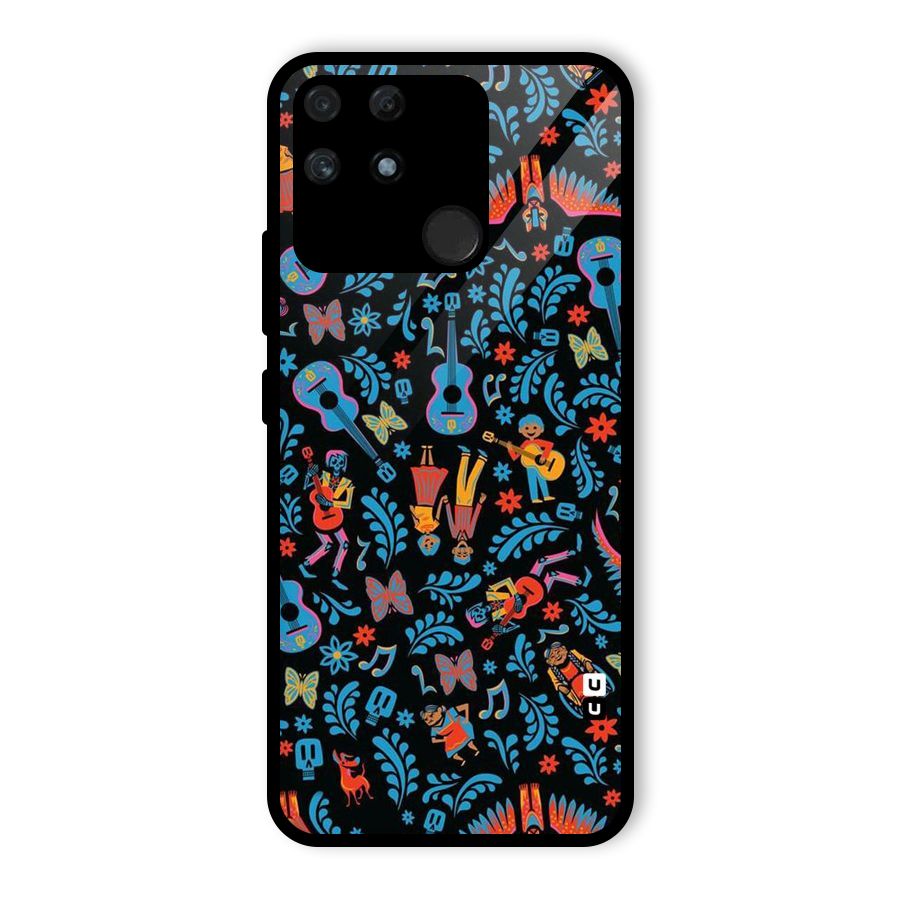 Blue Guitar Pattern Glass Back Case for Realme Narzo 50A