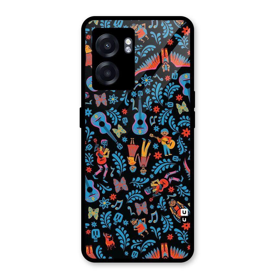 Blue Guitar Pattern Glass Back Case for Realme Narzo 50 5G