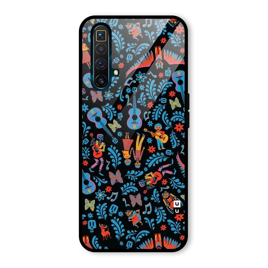 Blue Guitar Pattern Glass Back Case for Realme X3