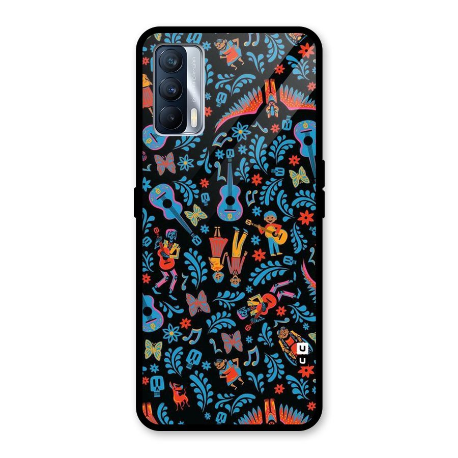 Blue Guitar Pattern Glass Back Case for Realme X7