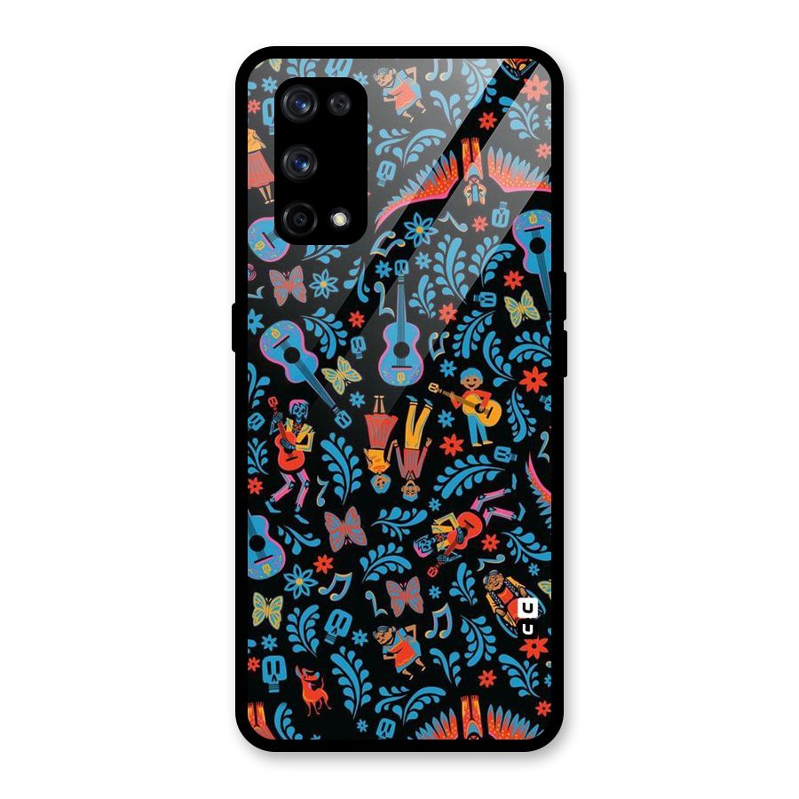 Blue Guitar Pattern Glass Back Case for Realme X7 Pro