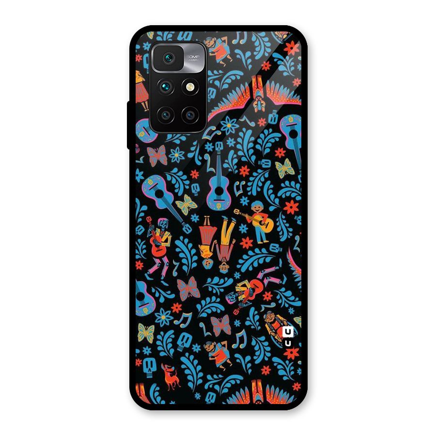 Blue Guitar Pattern Glass Back Case for Redmi 10 Prime
