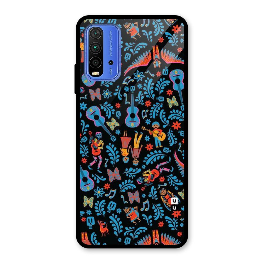 Blue Guitar Pattern Glass Back Case for Redmi 9 Power