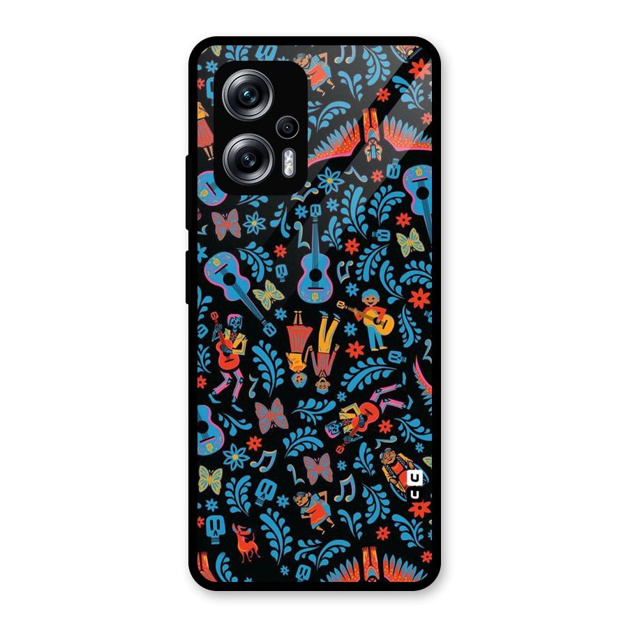 Blue Guitar Pattern Glass Back Case for Redmi K50i
