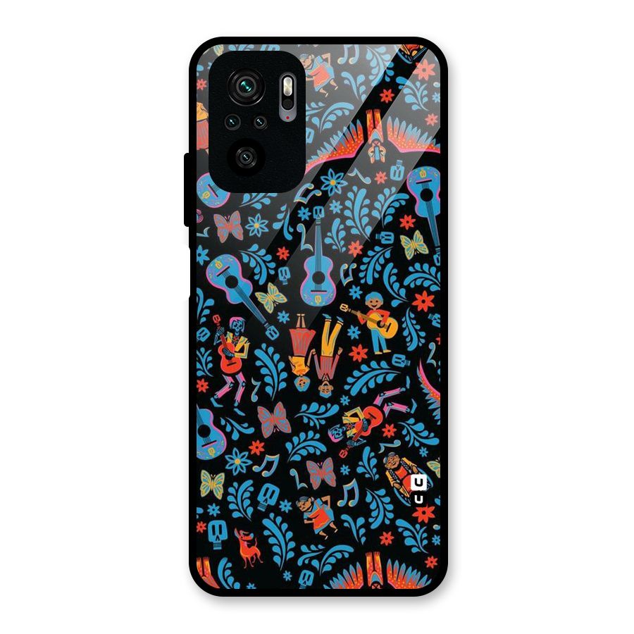 Blue Guitar Pattern Glass Back Case for Redmi Note 11 SE