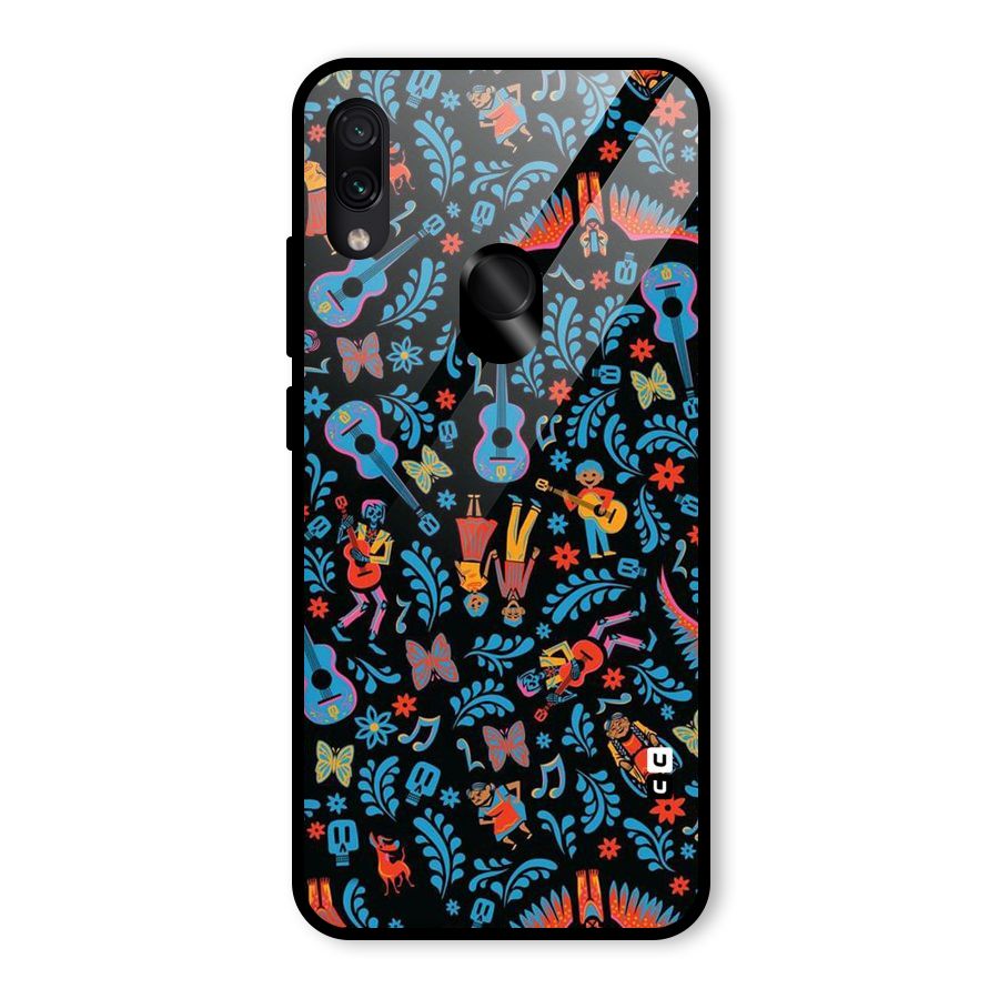 Blue Guitar Pattern Glass Back Case for Redmi Note 7S
