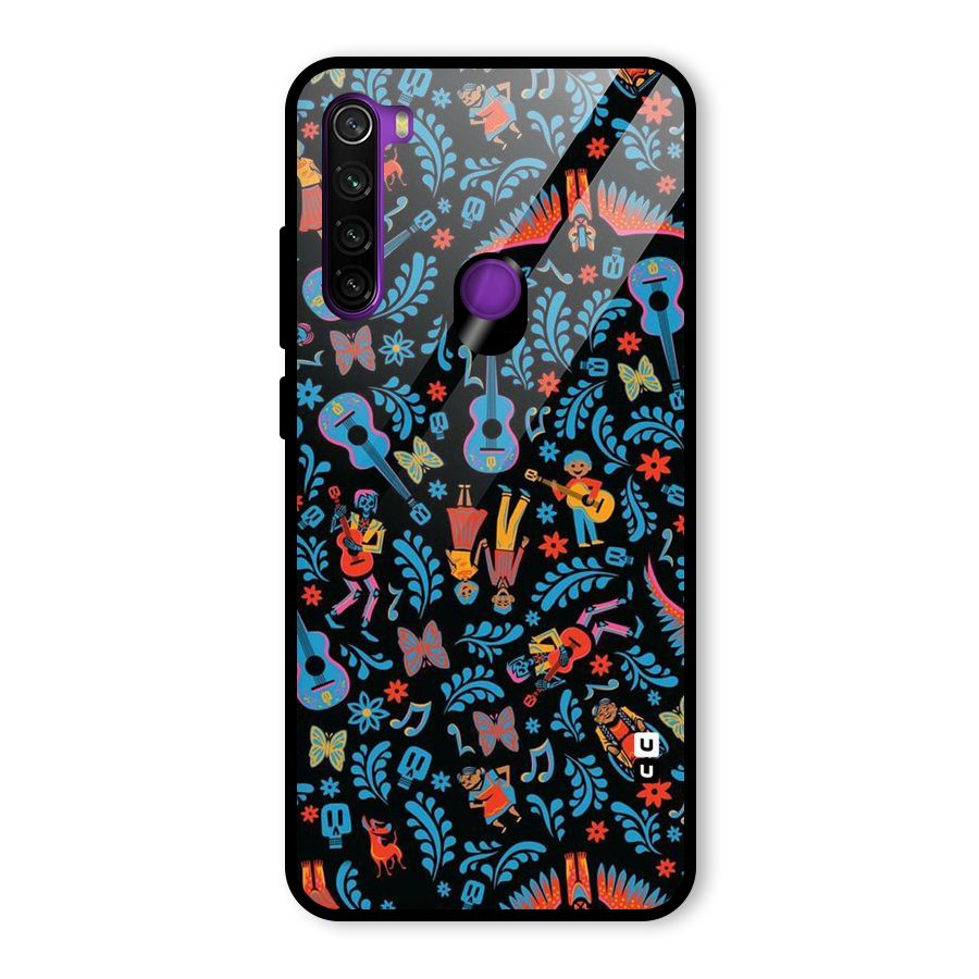 Blue Guitar Pattern Glass Back Case for Redmi Note 8