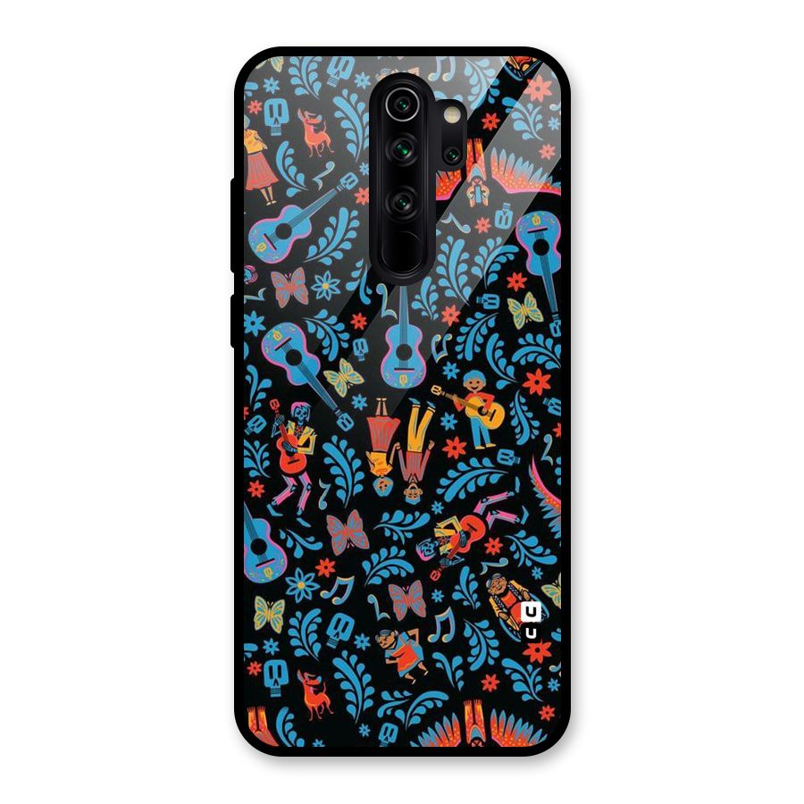 Blue Guitar Pattern Glass Back Case for Redmi Note 8 Pro