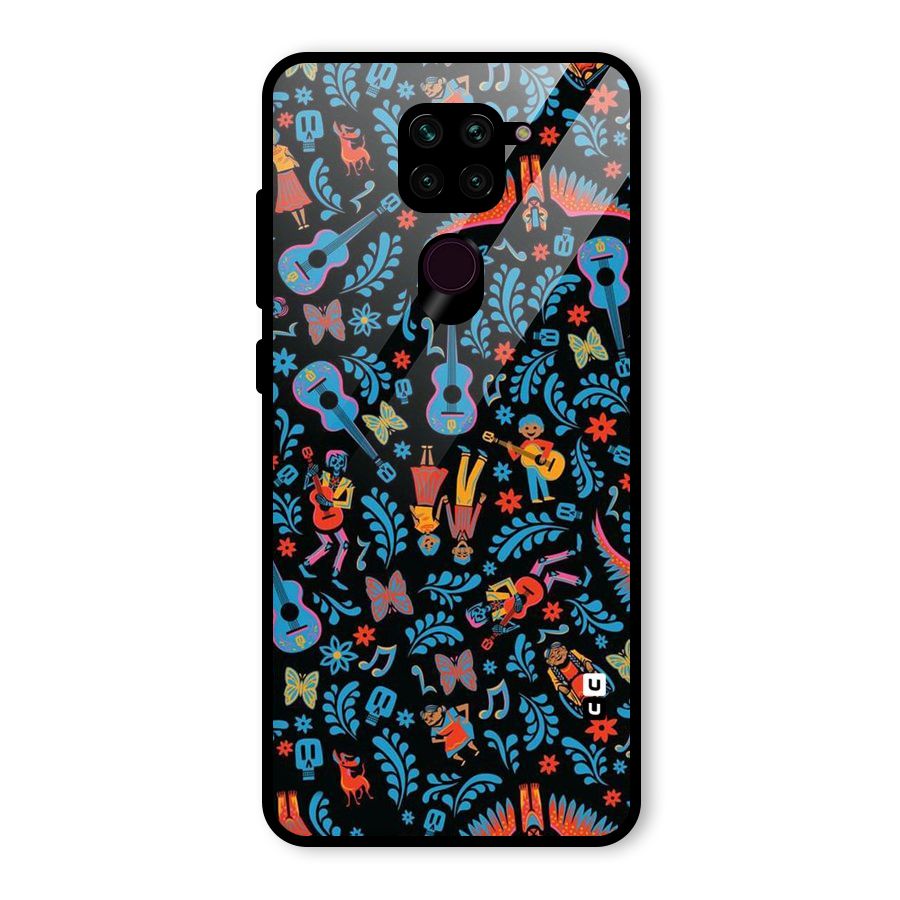 Blue Guitar Pattern Glass Back Case for Redmi Note 9