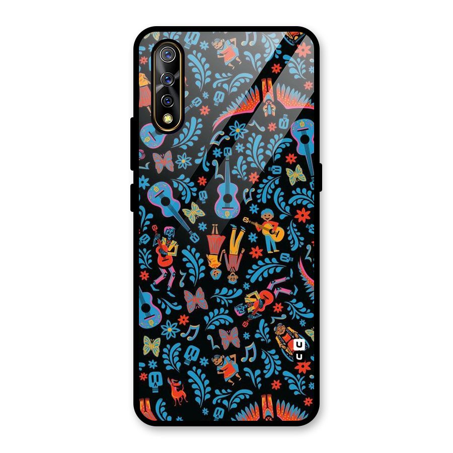 Blue Guitar Pattern Glass Back Case for Vivo S1