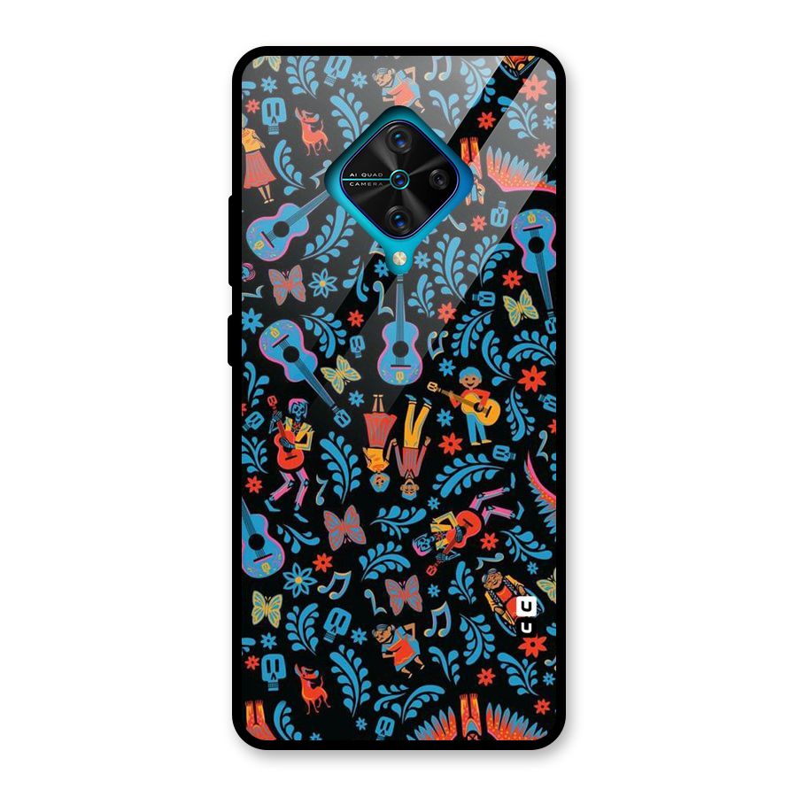 Blue Guitar Pattern Glass Back Case for Vivo S1 Pro
