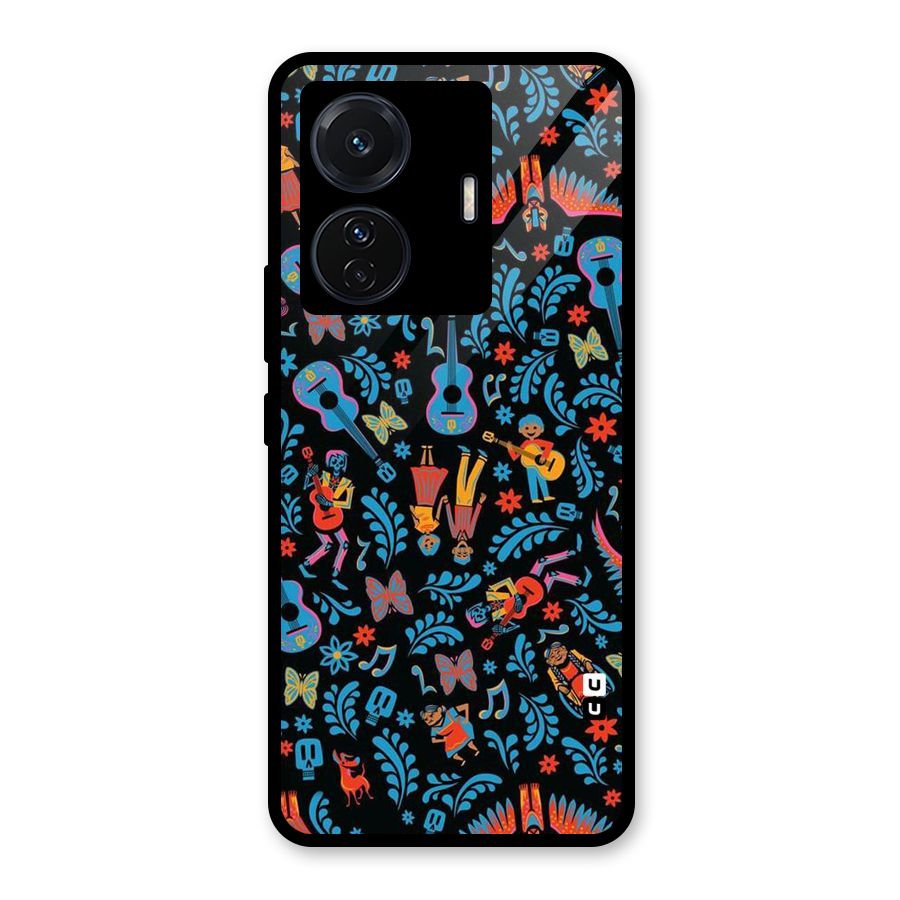 Blue Guitar Pattern Glass Back Case for Vivo T1 Pro