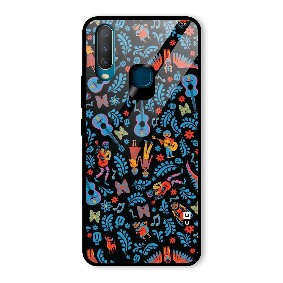 Blue Guitar Pattern Glass Back Case for Vivo U10