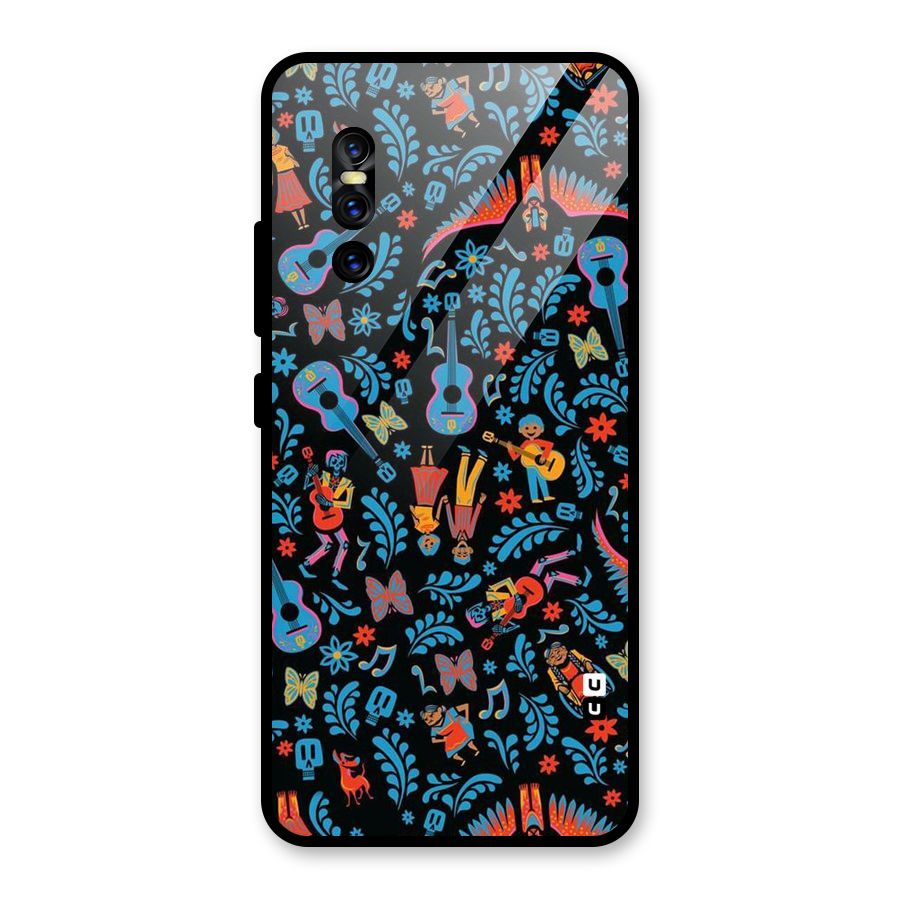 Blue Guitar Pattern Glass Back Case for Vivo V15 Pro