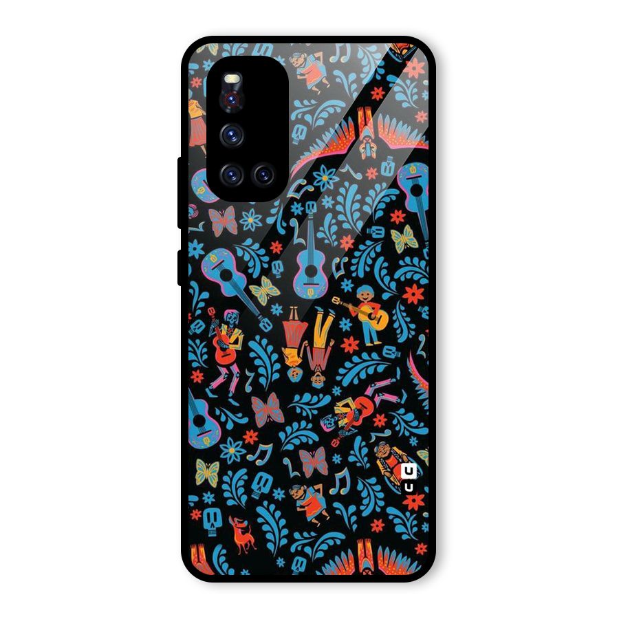 Blue Guitar Pattern Glass Back Case for Vivo V19
