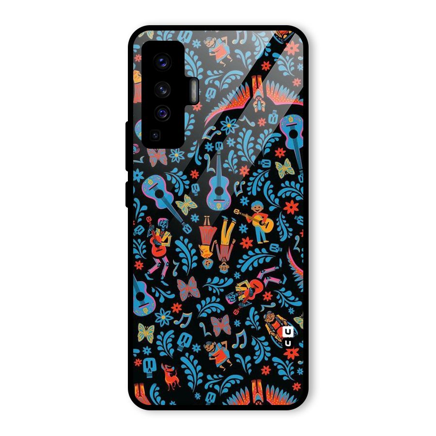 Blue Guitar Pattern Glass Back Case for Vivo X50