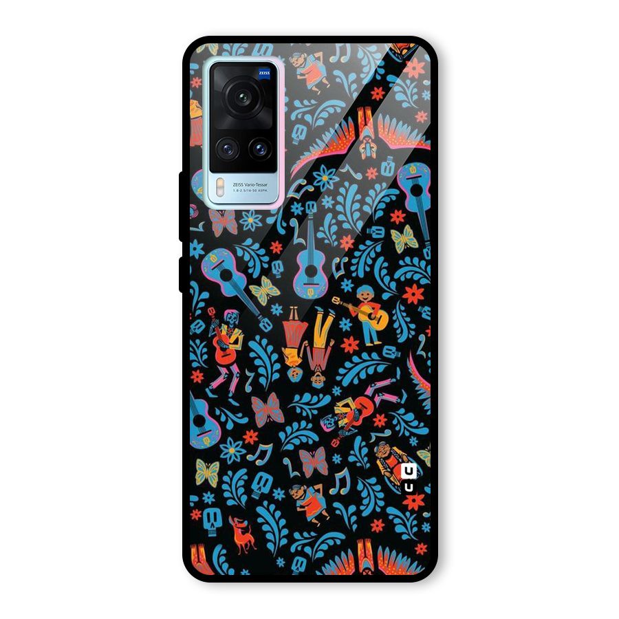 Blue Guitar Pattern Glass Back Case for Vivo X60