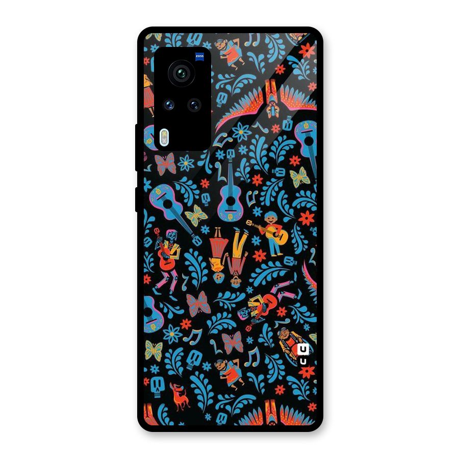 Blue Guitar Pattern Glass Back Case for Vivo X60 Pro