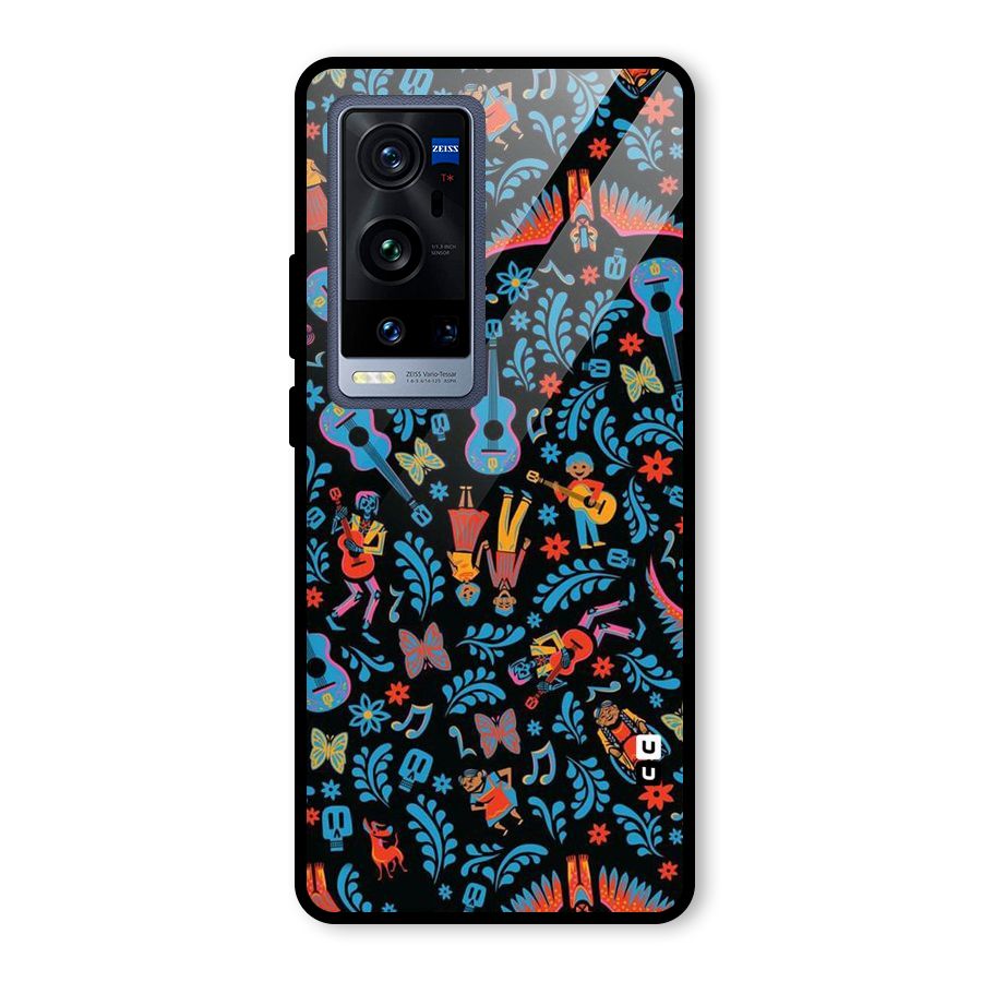 Blue Guitar Pattern Glass Back Case for Vivo X60 Pro Plus
