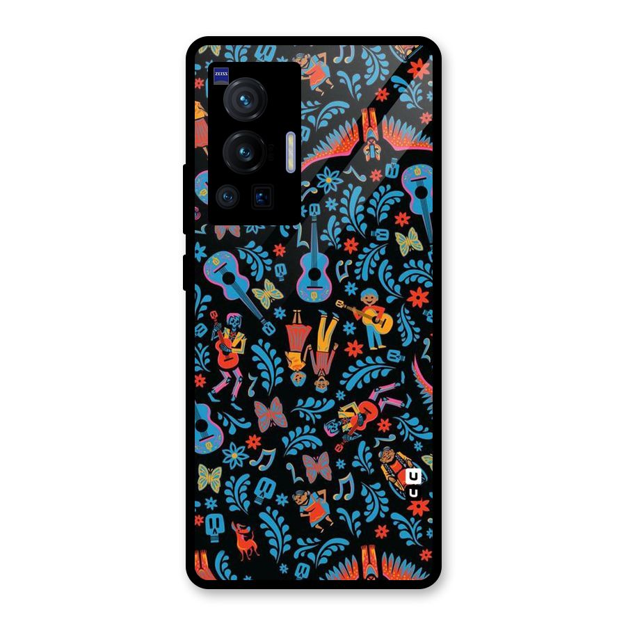 Blue Guitar Pattern Glass Back Case for Vivo X70 Pro