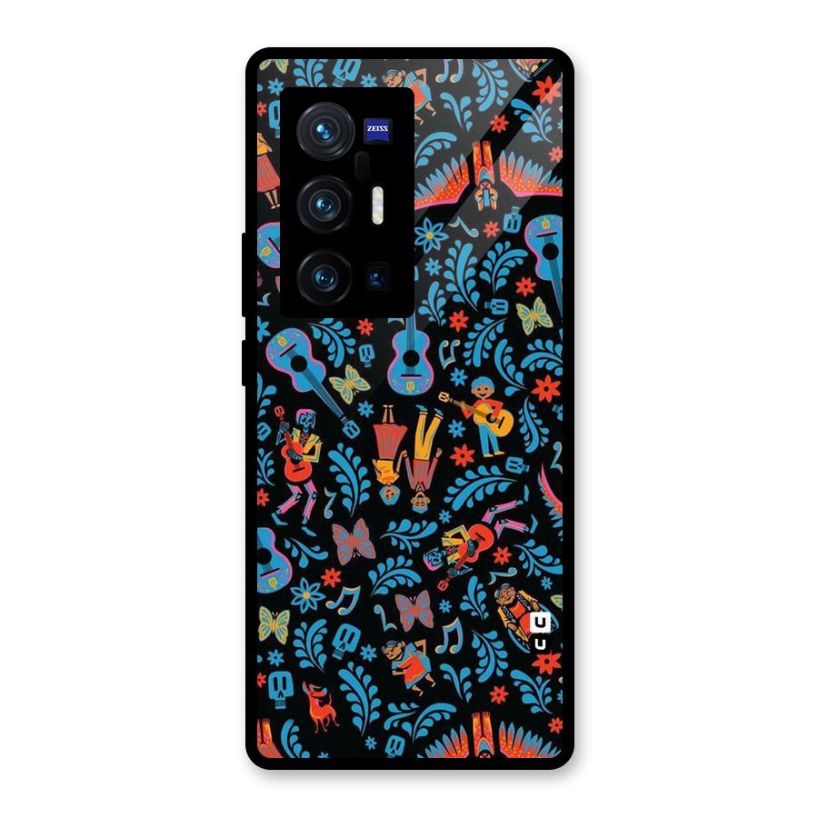 Blue Guitar Pattern Glass Back Case for Vivo X70 Pro Plus