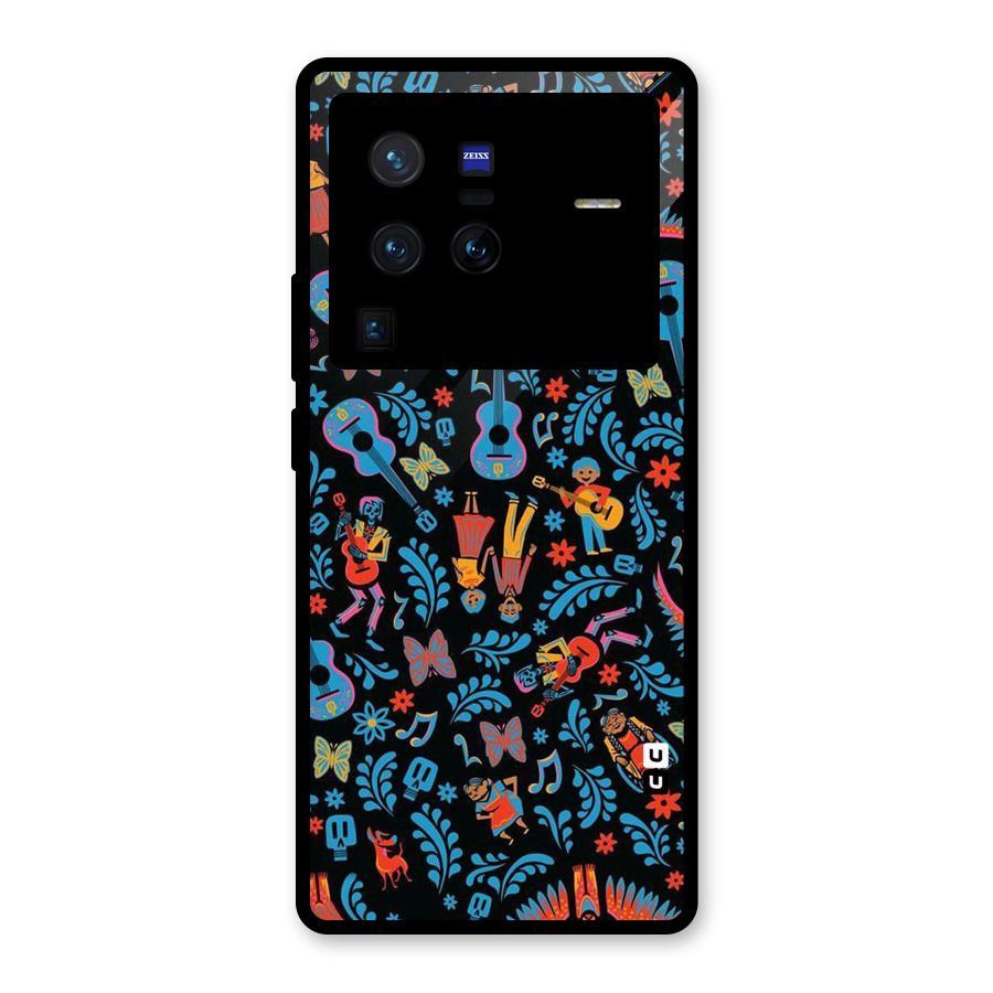 Blue Guitar Pattern Glass Back Case for Vivo X80 Pro