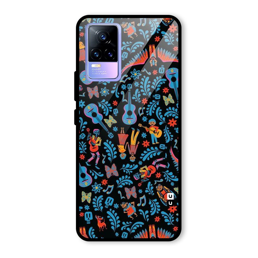 Blue Guitar Pattern Glass Back Case for Vivo Y73