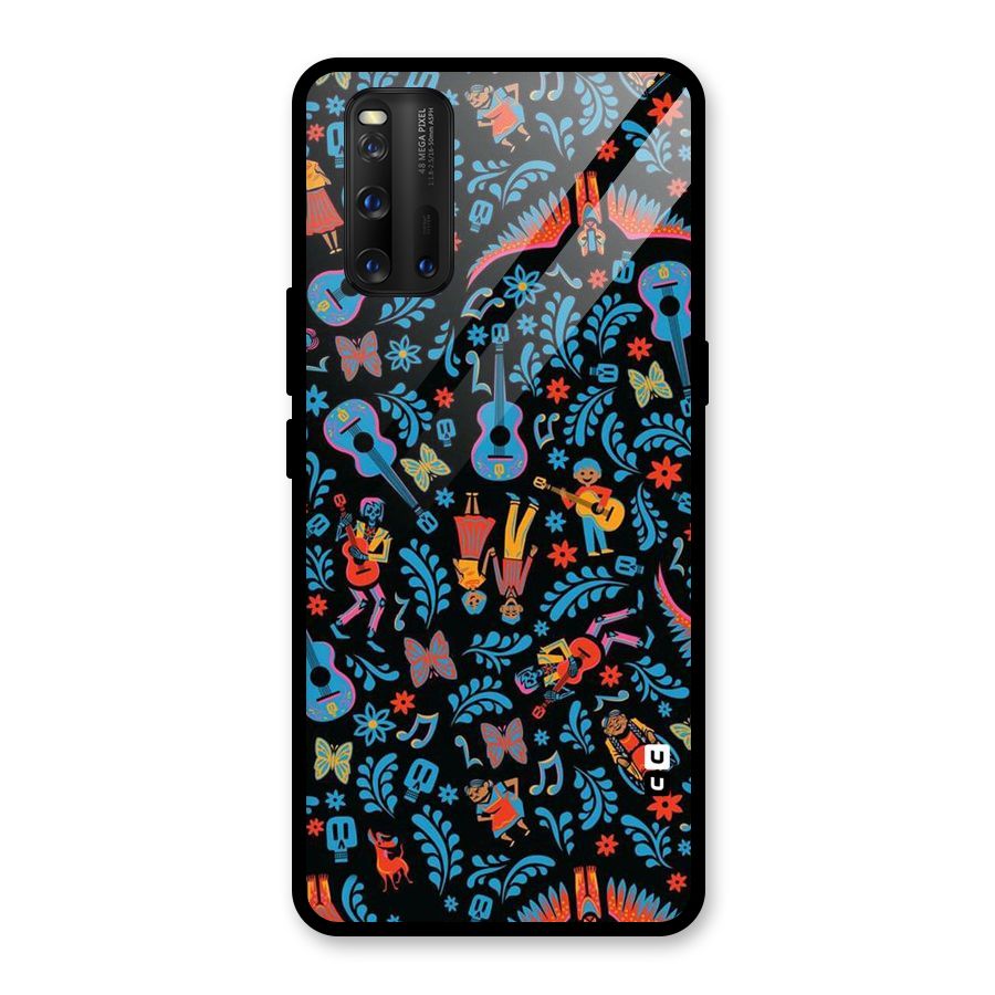 Blue Guitar Pattern Glass Back Case for Vivo iQOO 3