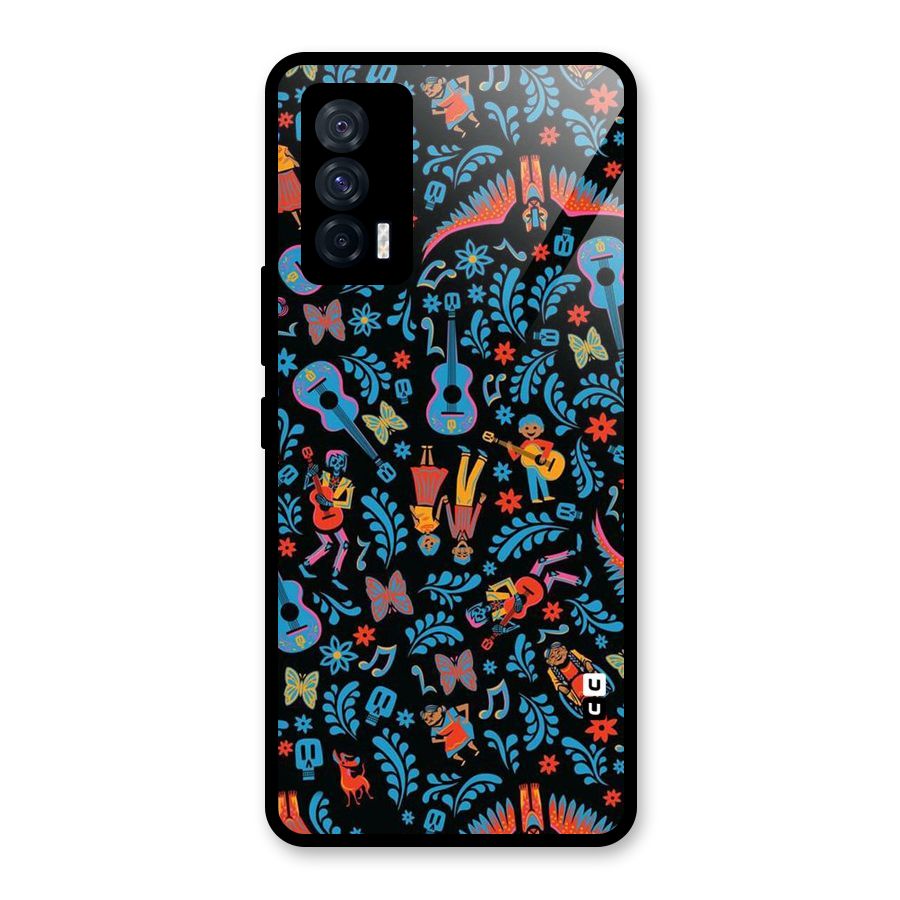 Blue Guitar Pattern Glass Back Case for Vivo iQOO 7 5G