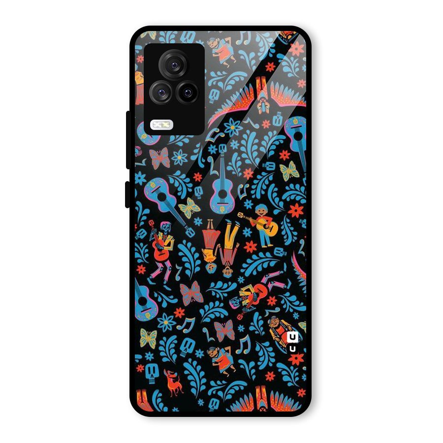 Blue Guitar Pattern Glass Back Case for Vivo iQOO 7 Legend 5G
