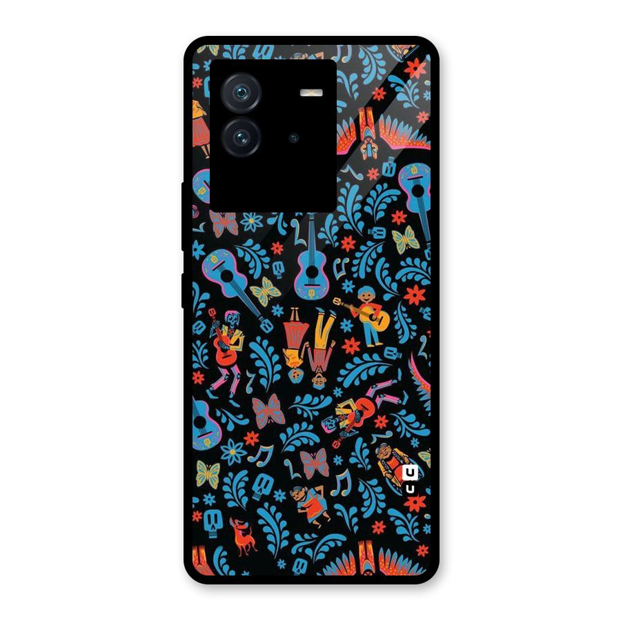 Blue Guitar Pattern Glass Back Case for Vivo iQOO Neo 6 5G