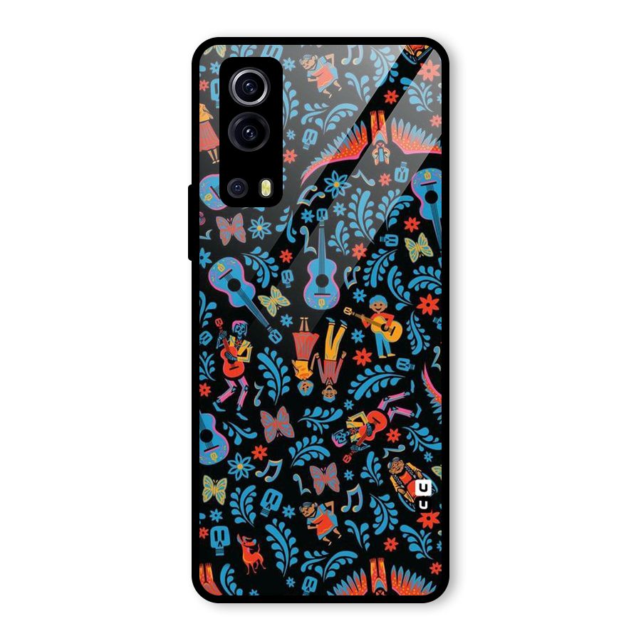 Blue Guitar Pattern Glass Back Case for Vivo iQOO Z3