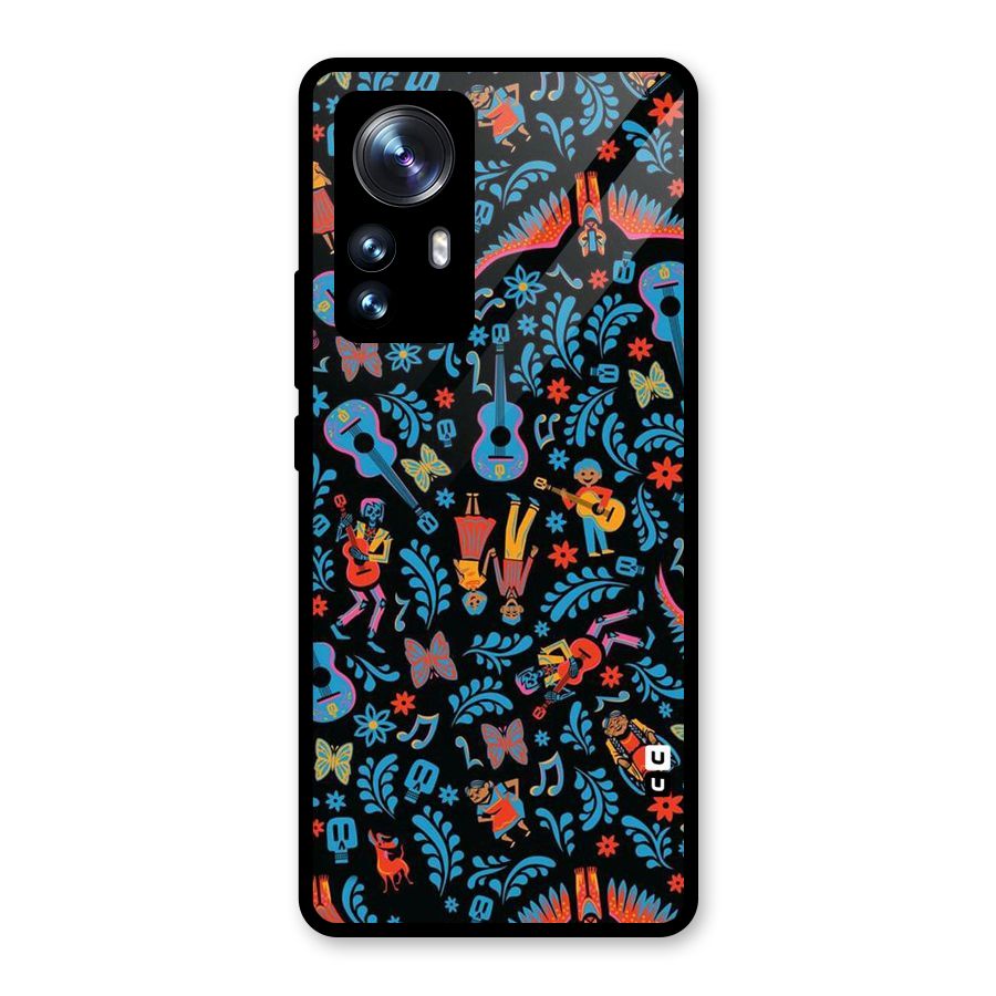 Blue Guitar Pattern Glass Back Case for Xiaomi 12 Pro