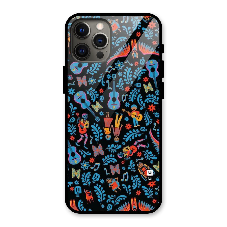 Blue Guitar Pattern Glass Back Case for iPhone 12 Pro Max