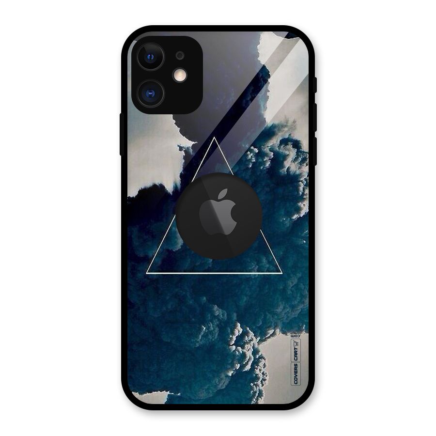 Blue Hue Smoke Glass Back Case for iPhone 11 Logo Cut