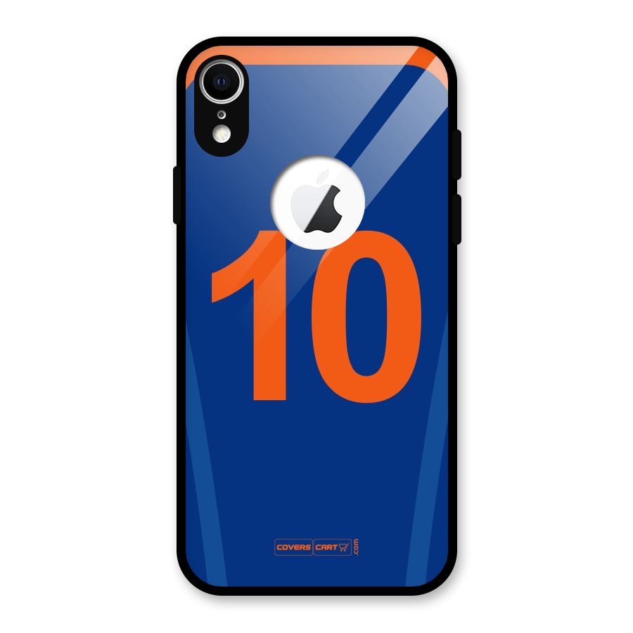 Blue Jersey Glass Back Case for iPhone XR Logo Cut
