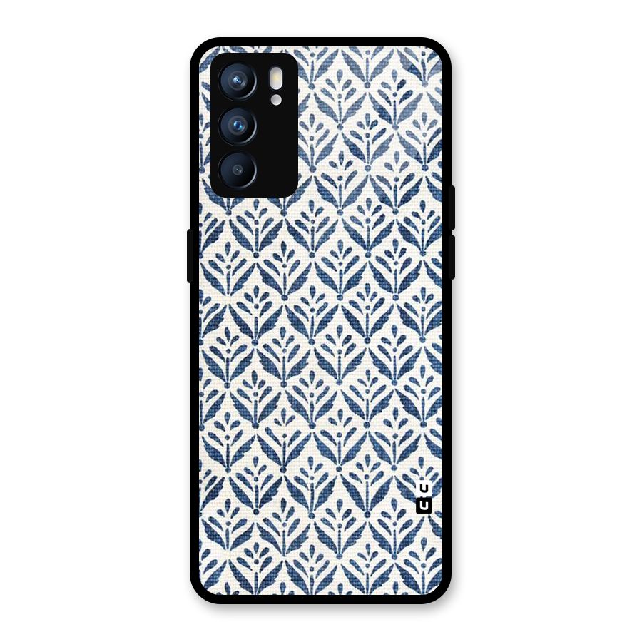 Blue Leaf Glass Back Case for Oppo Reno6 5G