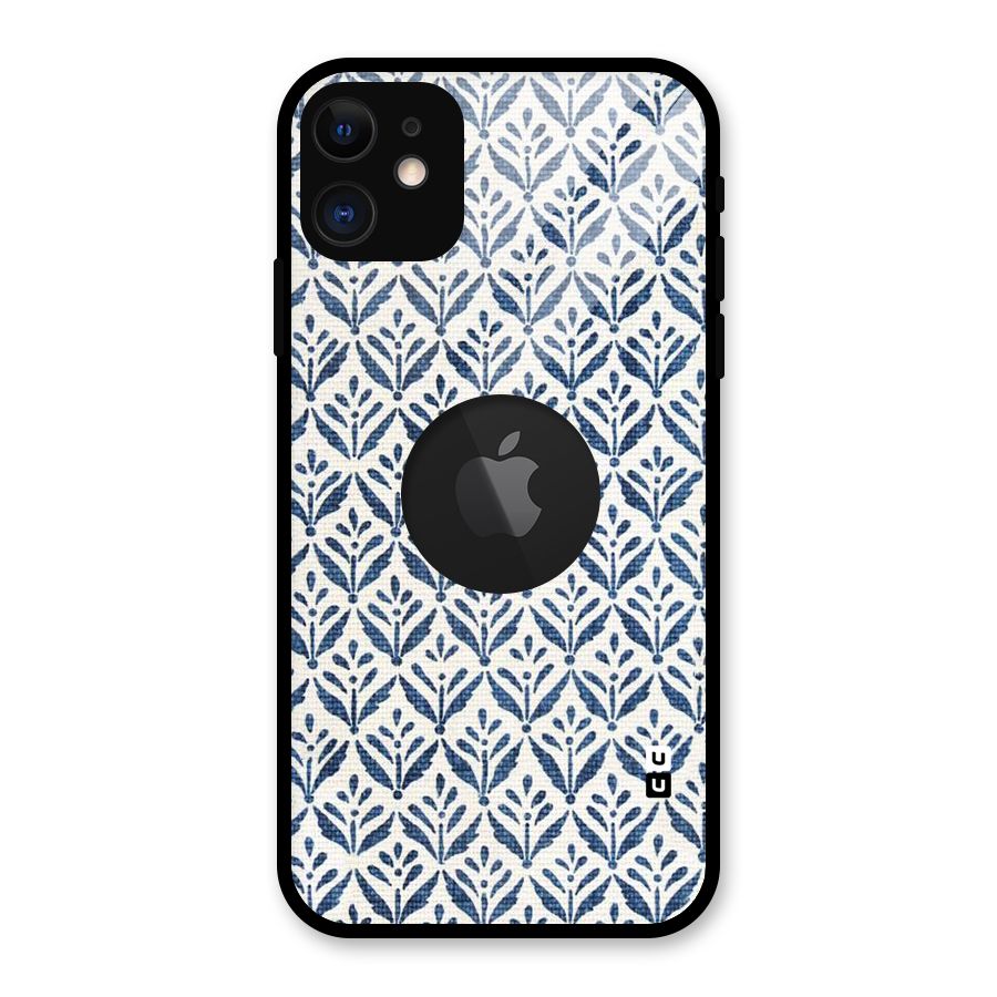 Blue Leaf Glass Back Case for iPhone 11 Logo Cut