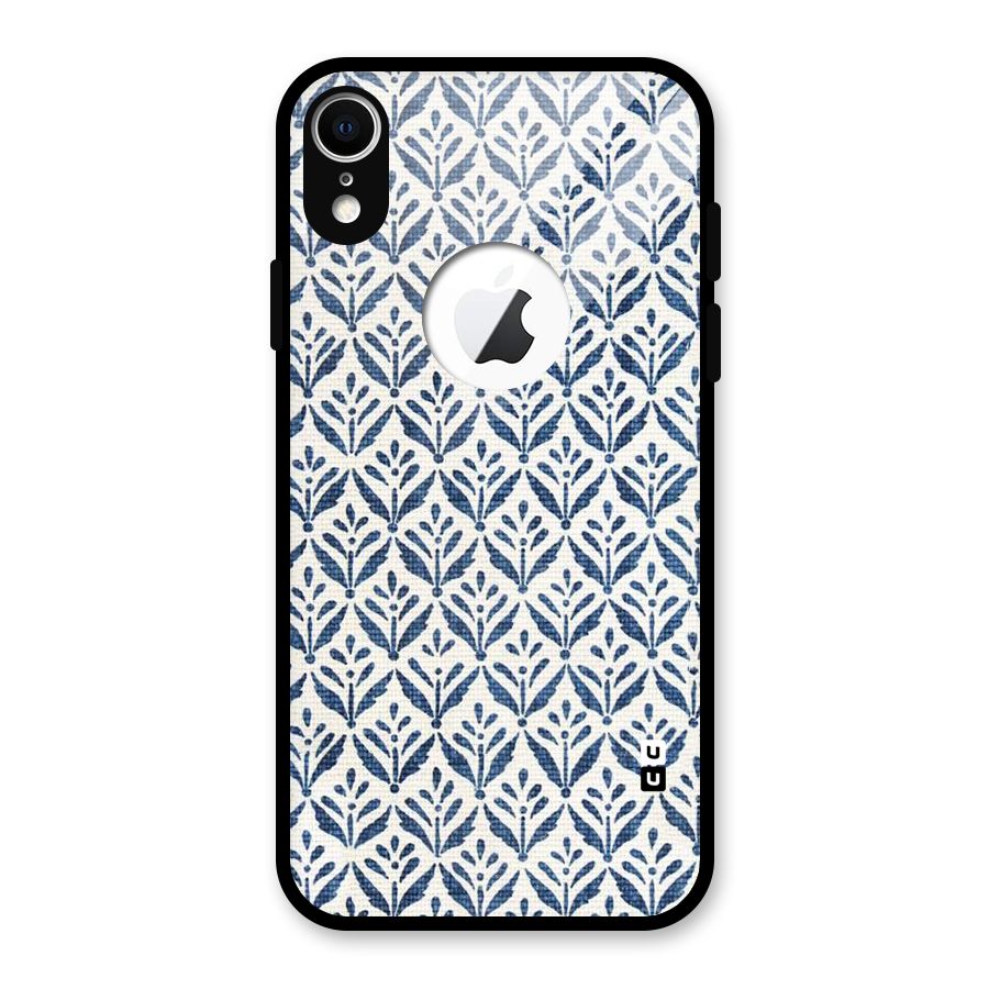 Blue Leaf Glass Back Case for iPhone XR Logo Cut