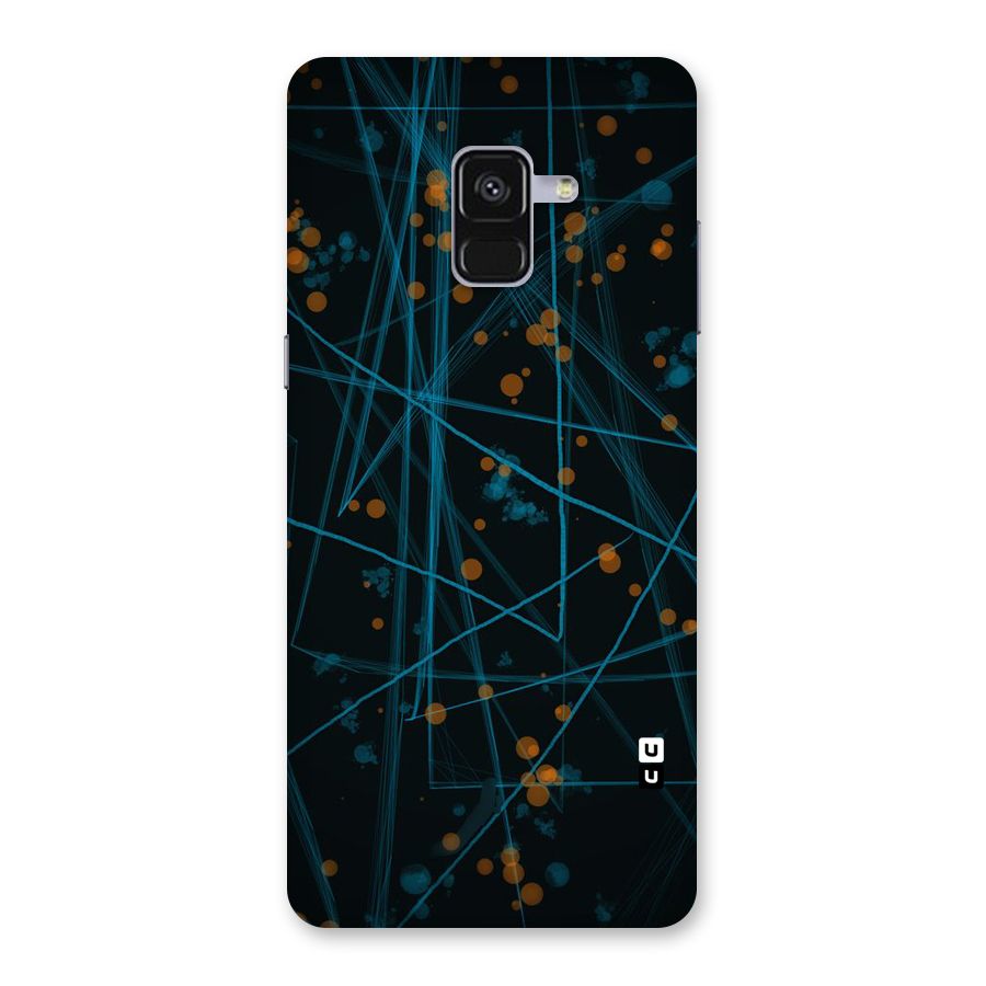 Blue Lines Gold Dots Back Case for Galaxy A8 Plus