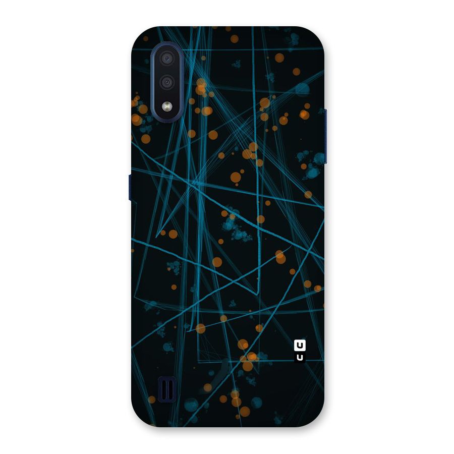 Blue Lines Gold Dots Back Case for Galaxy M01
