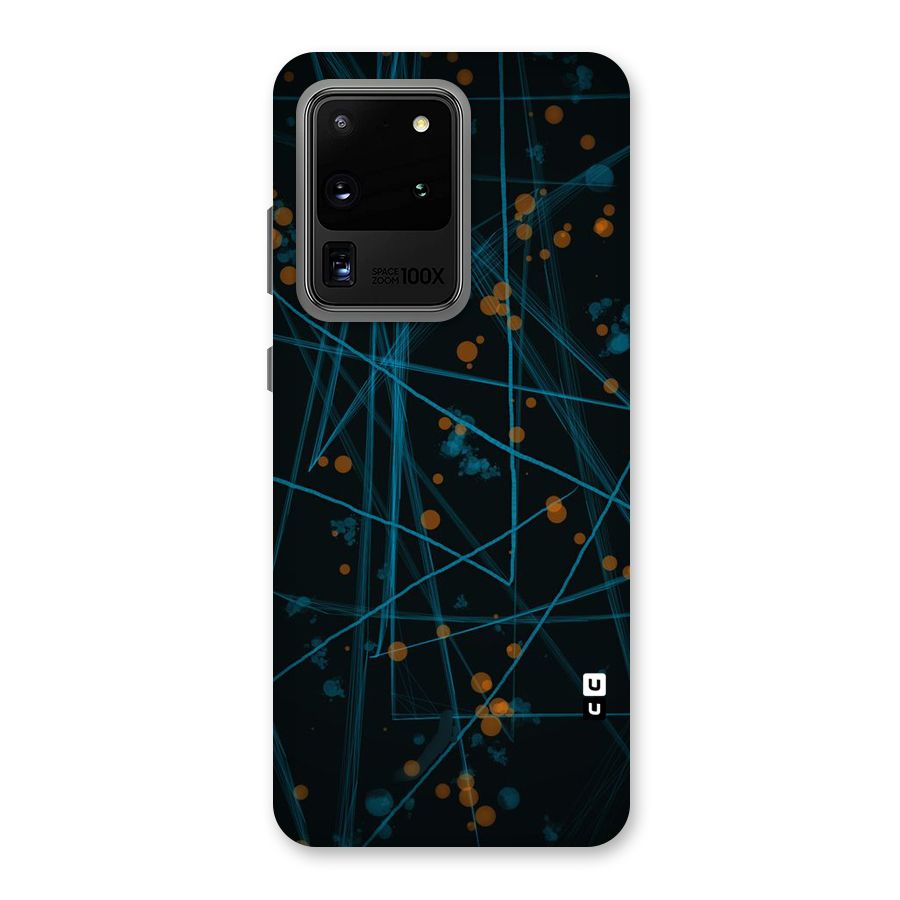 Blue Lines Gold Dots Back Case for Galaxy S20 Ultra