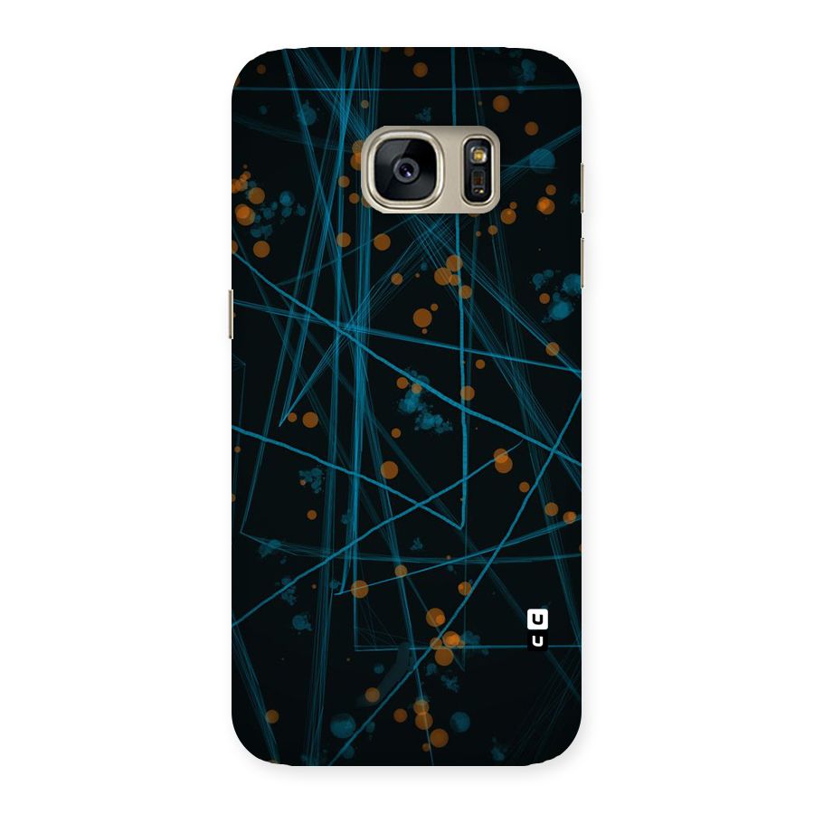 Blue Lines Gold Dots Back Case for Galaxy S7