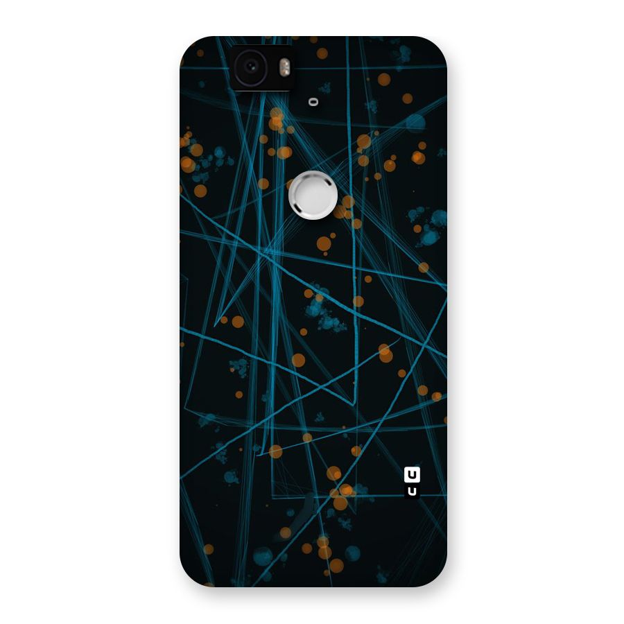 Blue Lines Gold Dots Back Case for Google Nexus-6P