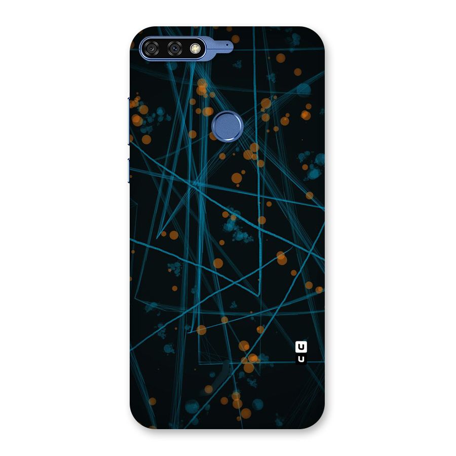 Blue Lines Gold Dots Back Case for Honor 7C