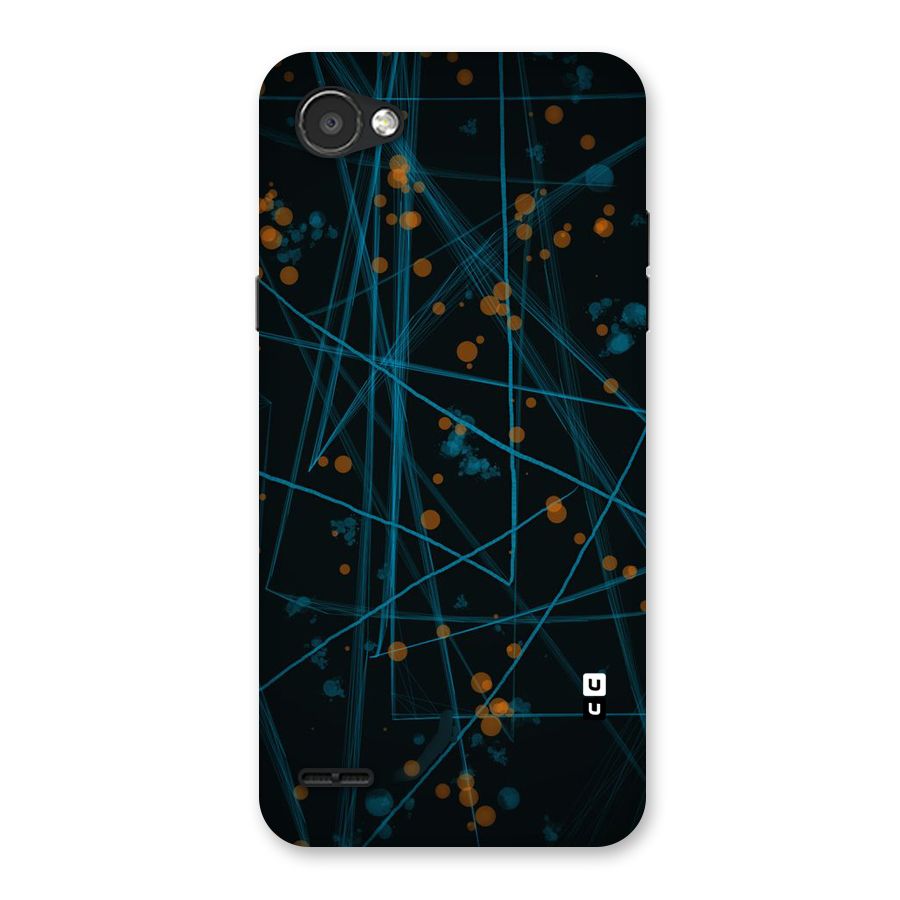 Blue Lines Gold Dots Back Case for LG Q6